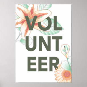 vrijwilliger floral poster