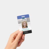 Vrijwilliger, Foto Name Logo Info, Silver Blue Bla Badge (Handheld)