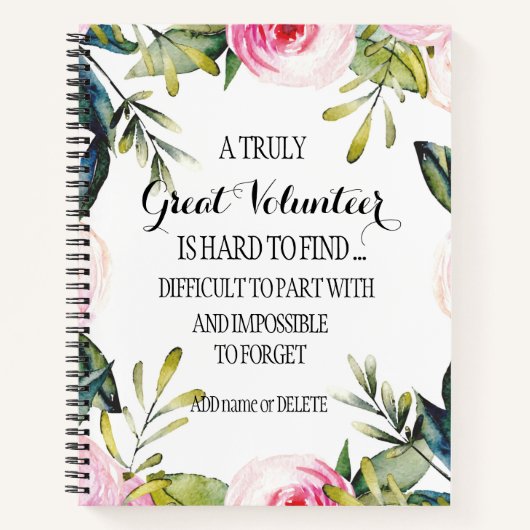 Vrijwilliger Hartelijk dank Aangepaste logo naam t Notitieboek (Voorkant)