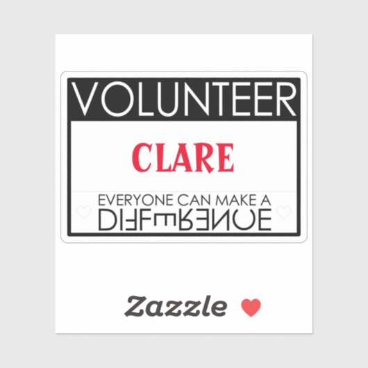 Vrijwilliger Maak een verschil Gepersonaliseerde T Sticker (Vel)
