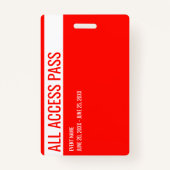 Vrijwilliger Naam All Access Pass Event Rood Wit I Badge (Achterkant)