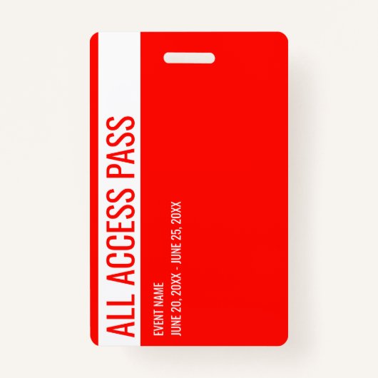 Vrijwilliger Naam All Access Pass Event Rood Wit I Badge (Achterkant)