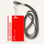 Vrijwilliger Naam All Access Pass Event Rood Wit I Badge (Achterkant met draagriem)