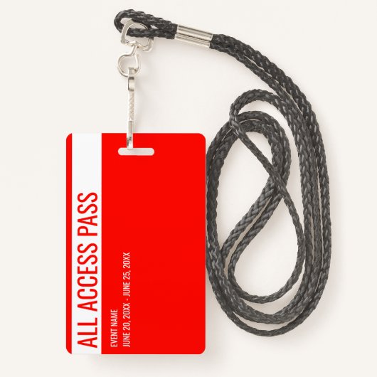 Vrijwilliger Naam All Access Pass Event Rood Wit I Badge (Achterkant met draagriem)