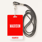 Vrijwilliger Naam All Access Pass Event Rood Wit I Badge (Voorkant met draagriem)