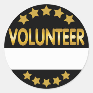 Vrijwilliger naam tag elegant goud en zwart ronde sticker