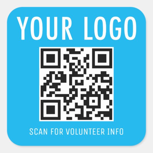 Vrijwilliger QR-code Stickers Aangepast Logo Hemel (Voorkant)