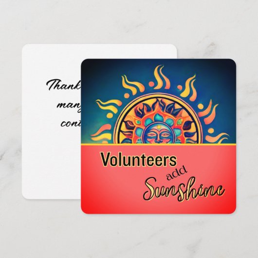 Vrijwilliger Sunshine Flat Card (Voorkant / Achterkant)