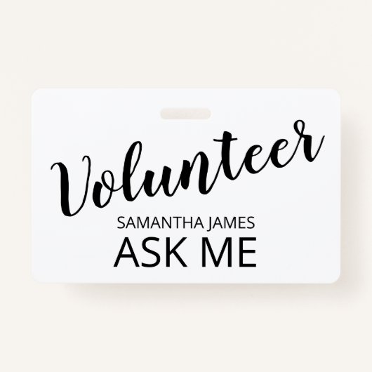 Vrijwilliger Vraag me naam Badge (Voorkant)