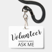 Vrijwilliger Vraag Mij Naam Badge (Voorzijde met lanyard)