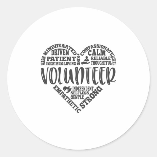 Vrijwilliger, vrijwilliger, liefdadigheid ronde sticker (Voorkant)