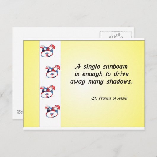 Vrijwilliger Waardering Hondengezicht en Sunbeam Q Briefkaart (Voorkant / Achterkant)