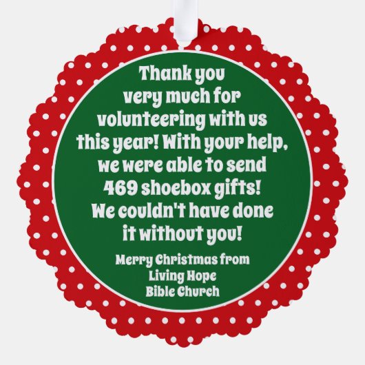 Vrijwilliger Waardering Papier Ornament - Kerst (Achterkant)