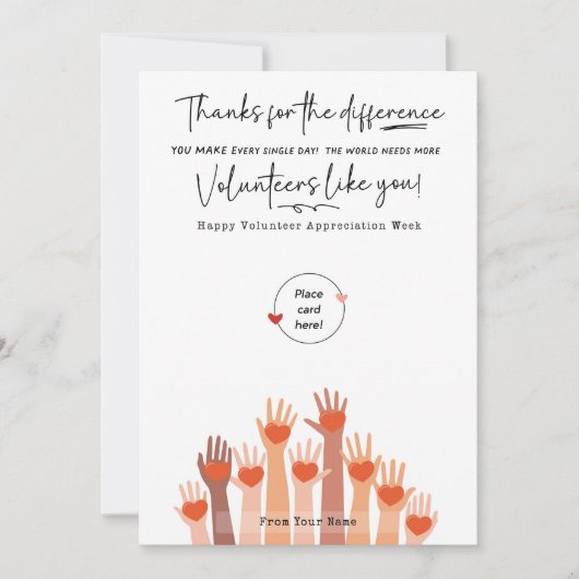 Vrijwilliger Waardering Week Cadeau Kaart Houder (Voorkant)