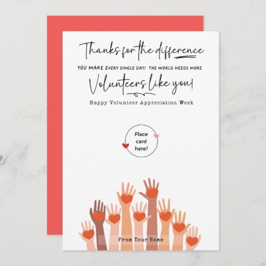 Vrijwilliger Waardering Week Cadeau Kaart Houder (Voorkant / Achterkant)