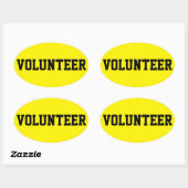 Vrijwilliger Zwart en Geel ID Event Badge Ovale Sticker (Vel)