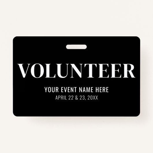 Vrijwilliger zwart-wit badge (Voorkant)