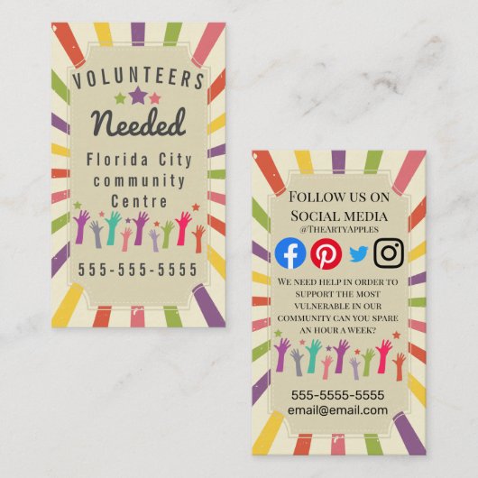 vrijwilligers kwetsbare covid-19 ondersteunen geme visitekaartje (Voorkant / Achterkant)