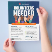 Vrijwilligers nodig professionele handen blauw en  flyer (Hand)