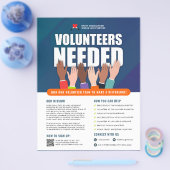 Vrijwilligers nodig professionele handen blauw en  flyer (Enkel)