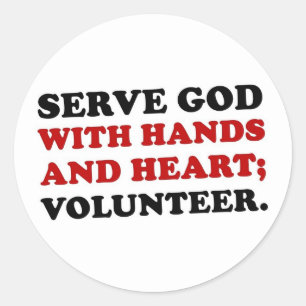 Vrijwilligersdienst met handen en hart (2) ronde sticker