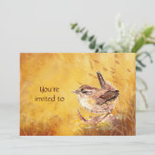 Vrijwilligerserkenning Luncheon Invite & Wren Bird Kaart (Staand voorkant)