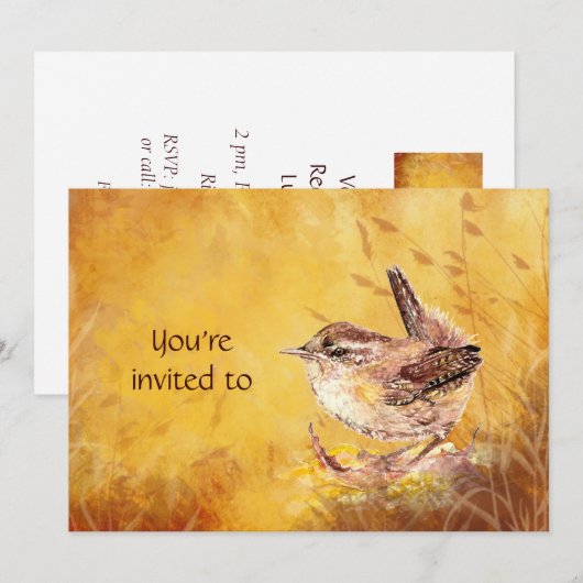 Vrijwilligerserkenning Luncheon Invite & Wren Bird Kaart (Voorkant / Achterkant)