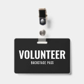 Vrijwilligerspas Effen Zwarte Horizontale ID Badge (Voorzijde met clip)