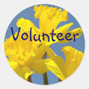 Vrijwilligersstickers Gele Narcissen Bloemen Schoo Ronde Sticker