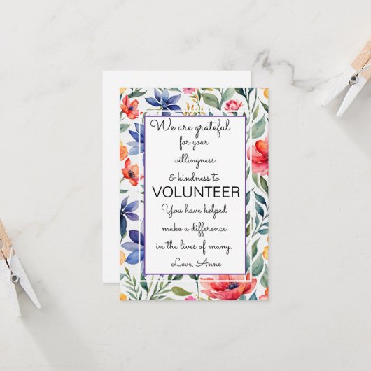 Vrijwilligerswerk appreciatie week bloemenkaart kaart (Voorkant / Achterkant in situ)