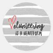 Vrijwilligerswerk is een hartvorm ronde sticker (Voorkant)