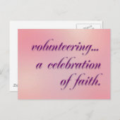 Vrijwilligerswerk is een viering van het spirituel uitnodiging briefkaart (Voorkant / Achterkant)