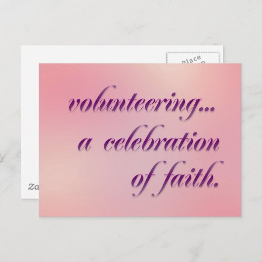 Vrijwilligerswerk is een viering van het spirituel uitnodiging briefkaart (Voorkant / Achterkant)