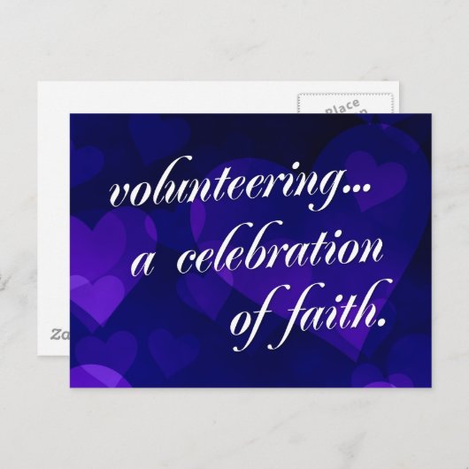 Vrijwilligerswerk is een viering van het spirituel uitnodiging briefkaart (Voorkant / Achterkant)