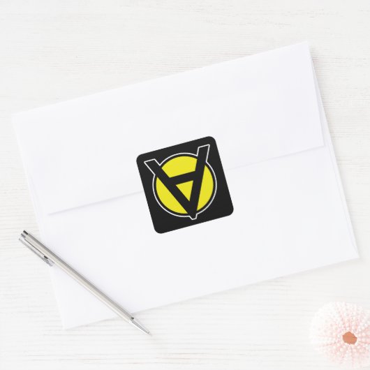 Vrijwilligerswerk Square Sticker - Anarchy Yellow (Envelop)