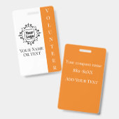 Vrijwilligerswerknemer Oranje personeelskaart met  Badge (Voor- en achterkant)