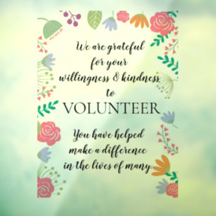 vrijwilligerswerkweek tekenen bedankt raamsticker