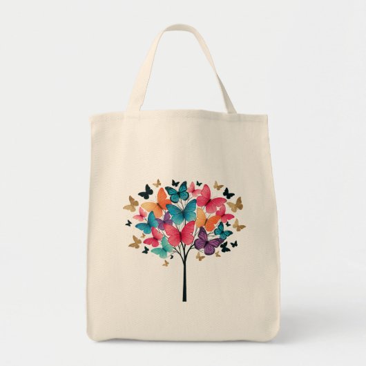 Vrijzinnige Vlinder Levensboom Tote Bag (Voorkant)