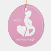 Vroedvrouw Doula Mooie Gepersonaliseerd Roze Kerst Keramisch Ornament (Links)