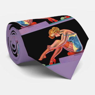 vroeg 1940 vrolijk pin-up meisje print stropdas