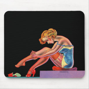 vroeg 1940 vrolijke pin-up girl muismat
