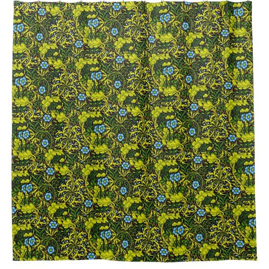  vroeg 20e eeuws patroon blauw groen goud douchegordijn (Voorkant)