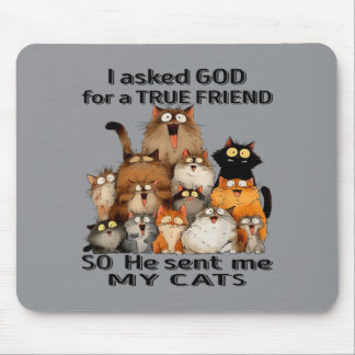 Vroeg God om een echte vriend Hij stuurde katten K Muismat