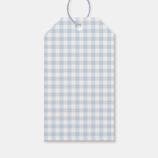 Vroeg Herfst Klassiek Gingham | Stofblauw Cadeaulabel (Voorkant)