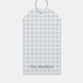 Vroeg Herfst Klassiek Gingham | Stofblauw Cadeaulabel (Achterkant)