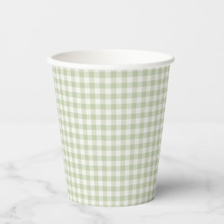 Vroeg Herfst Klassiek Gingham | Zachte Olijf Papieren Bekers