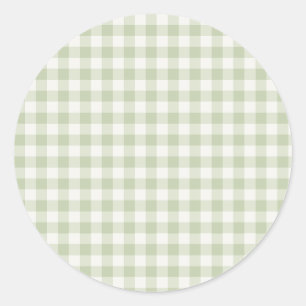 Vroeg Herfst Klassiek Gingham Zachte Olijf Ronde Sticker