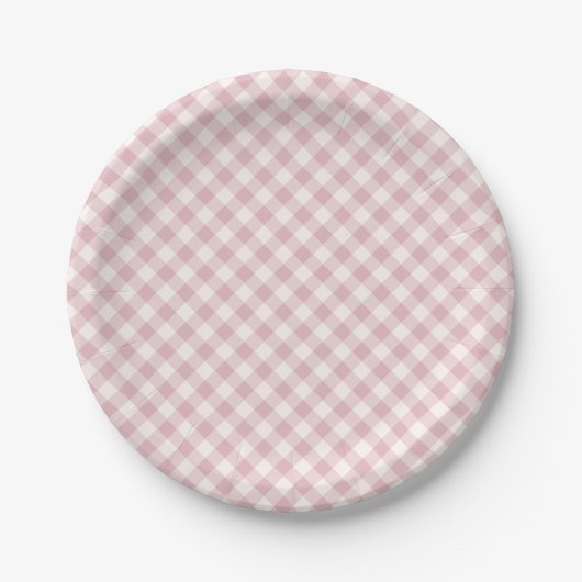 Vroeg Herfst Retro Gingham | Gedempte Roos Papieren Bordje (Voorkant)