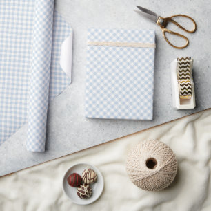 Vroeg Herfst Retro Gingham Stofblauw Cadeaupapier