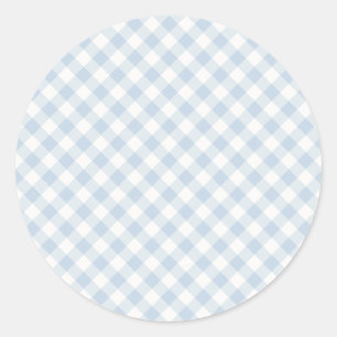 Vroeg Herfst Retro Gingham Stofblauw Ronde Sticker